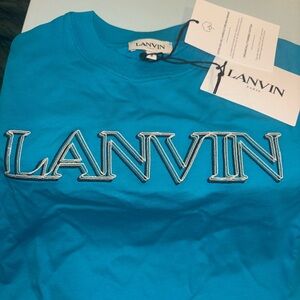 Lanvin Turquoise Tee with Embroidered Logo